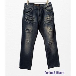 Denim & Rivets Authentic Mens Distressed Denim Jeans  Sz 32